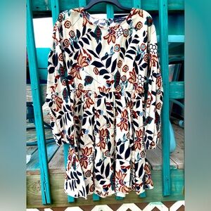 Jacquie the Label Long Sleeve Floral Boho Dress with sash tie belt Large